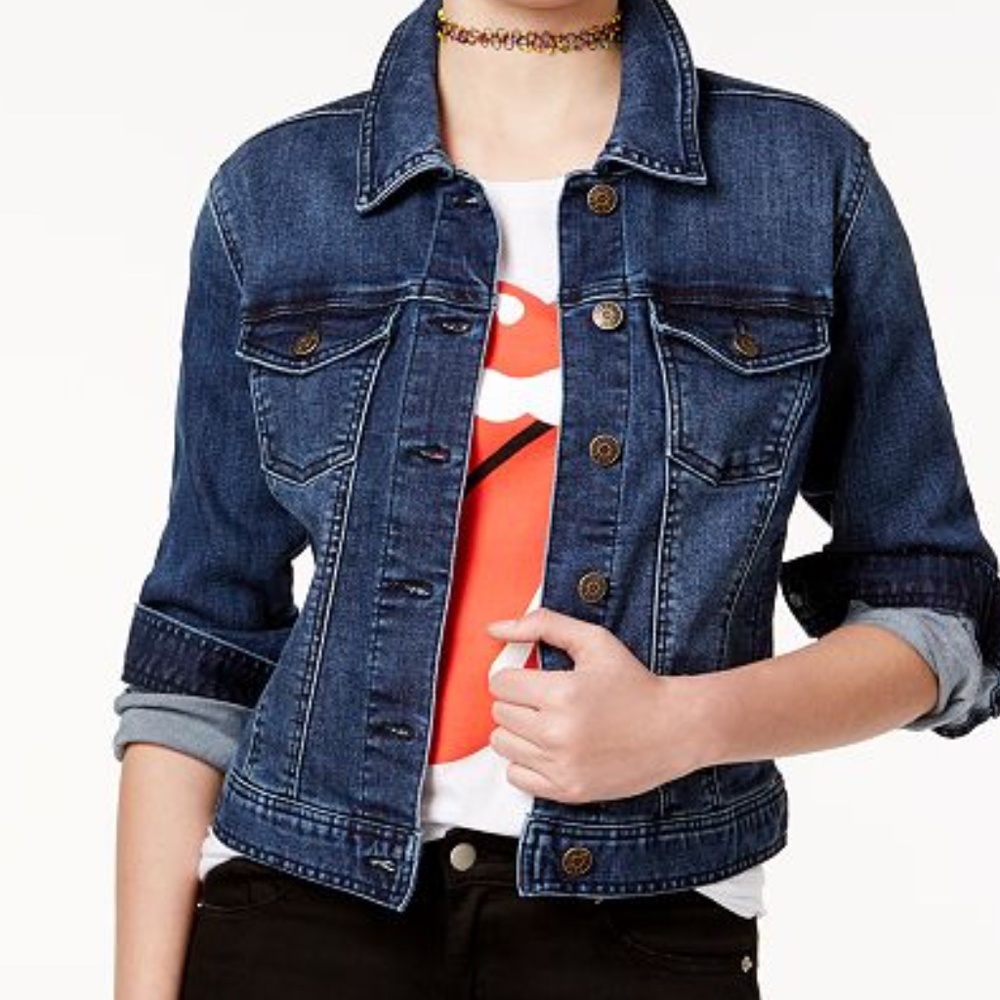 Black Daisy Juniors' Denim Jacket Blue M